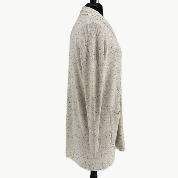 Eileen Fisher Organic Cotton Speckle High Collar Cardigan | XS | Neutral/Black - Picture 8 of 14